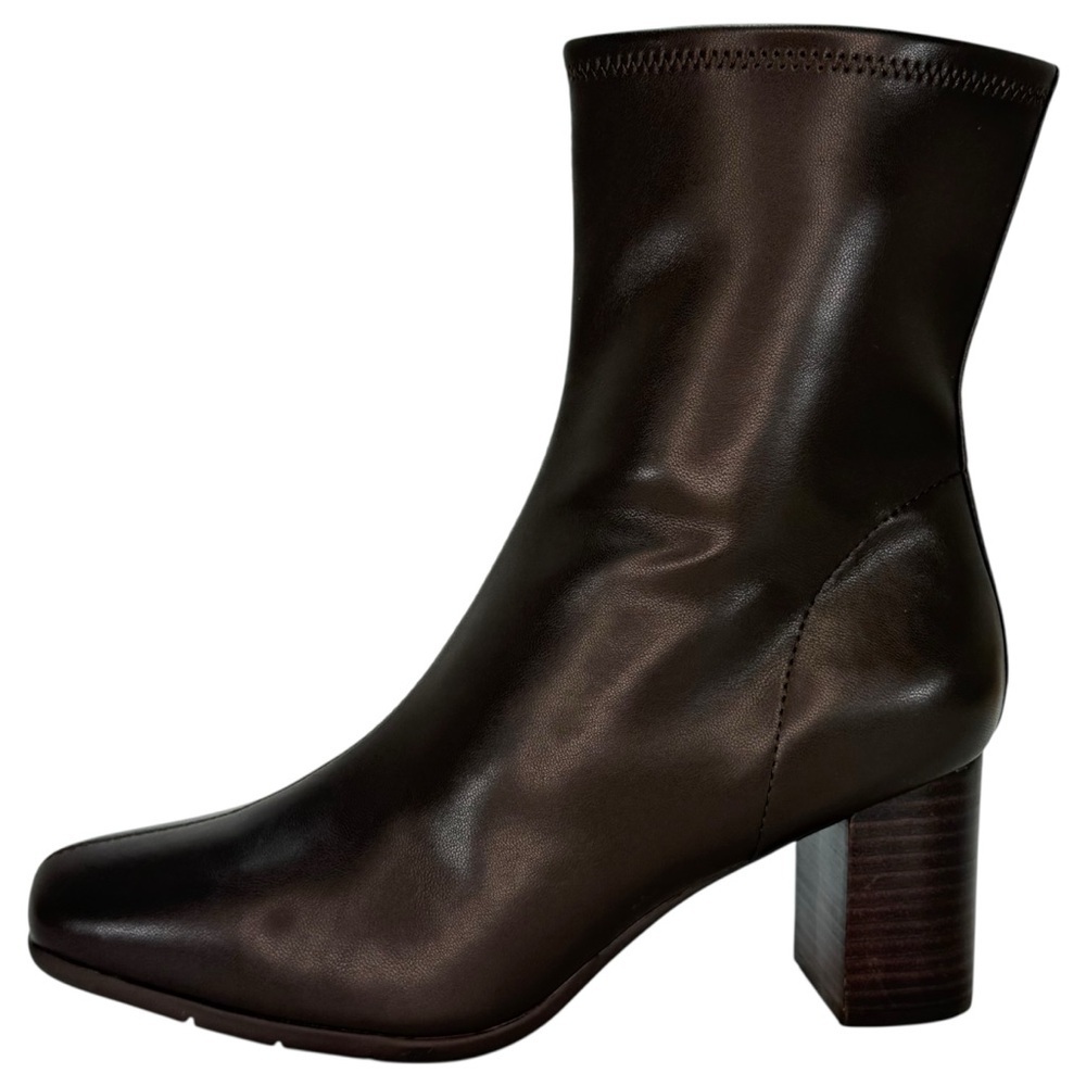 Aerosoles Miley Chocolate Brown Faux Leather Womens Ankle Booties Size 10W - Picture 3 of 14